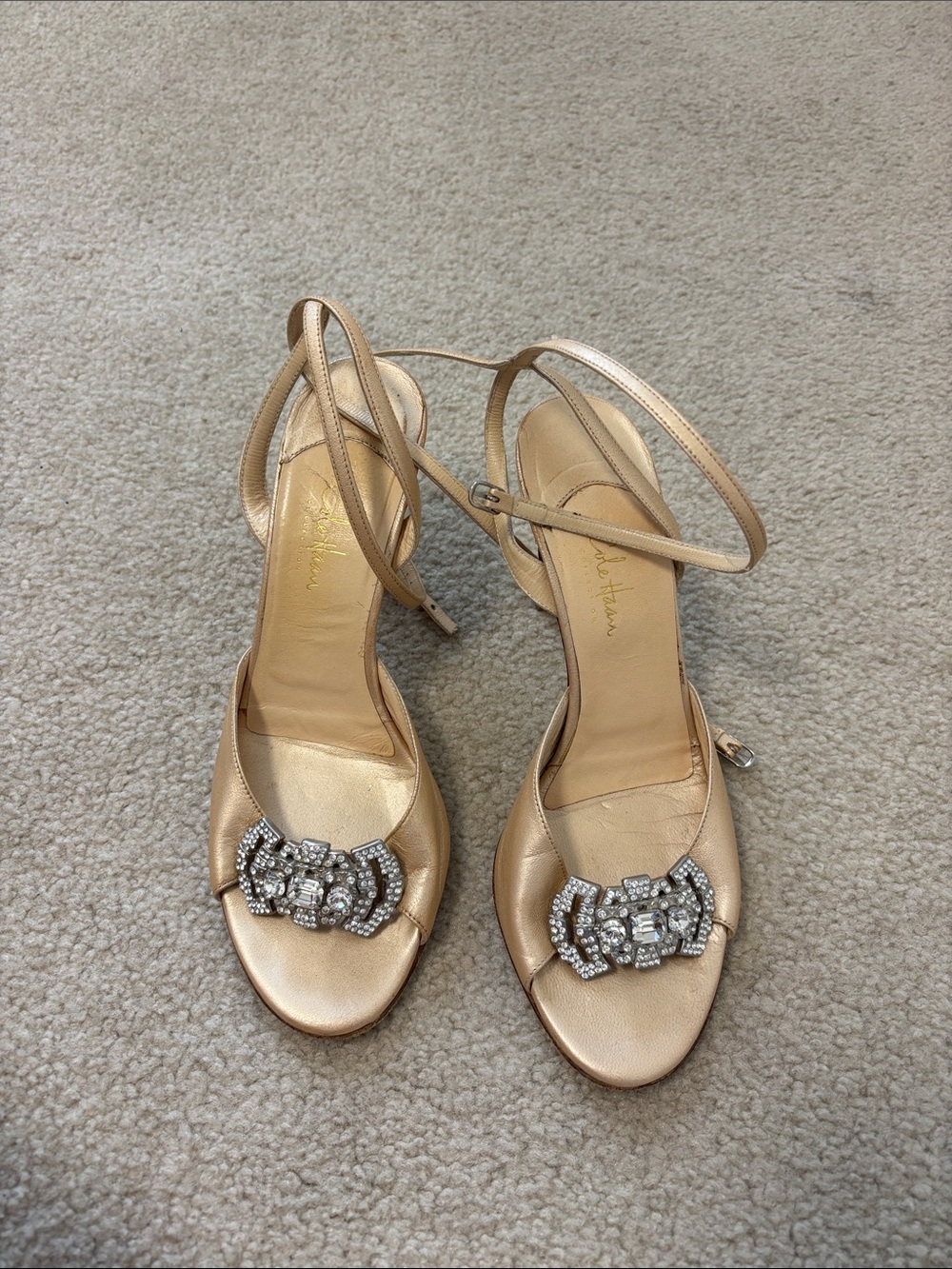 Gold Embellished Strap Sandals by Cole Haan